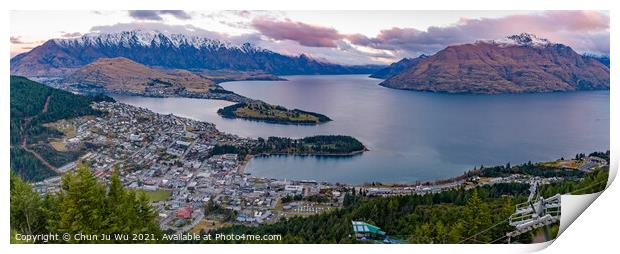 Sunset view of Queenstown in winter, New Zealand Print by Chun Ju Wu