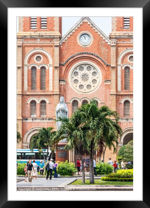  Tourists congregating outside the Notre Dame Basilica. Framed Mounted Print by Kevin Hellon