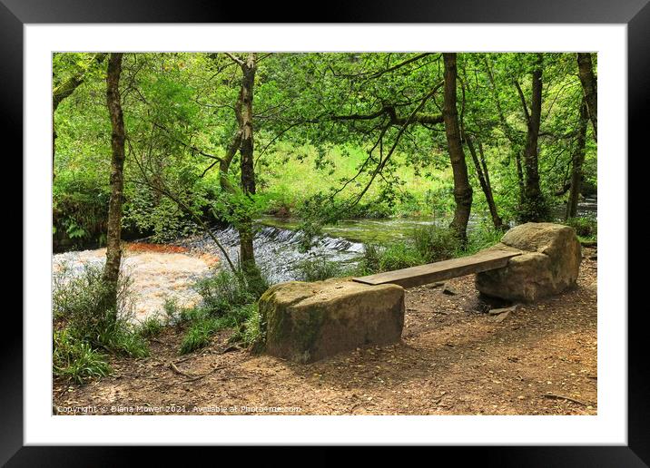 A seat by Hebden Water Yorkshire Framed Mounted Print by Diana Mower