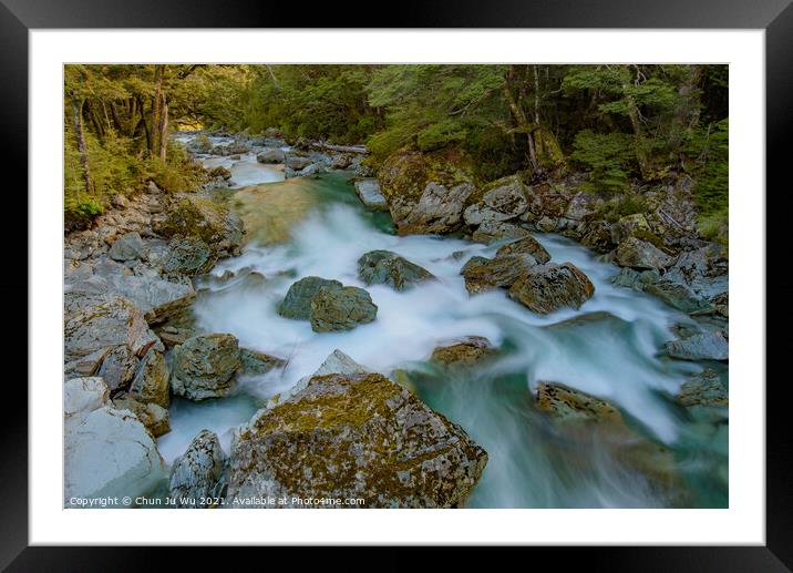 A river in South Island, New Zealand Framed Mounted Print by Chun Ju Wu
