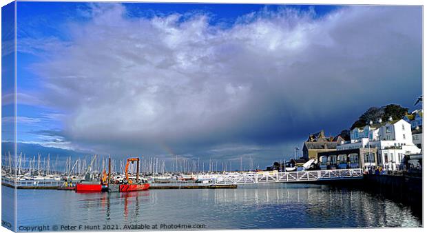 Dark Clouds Over The Marina Canvas Print by Peter F Hunt