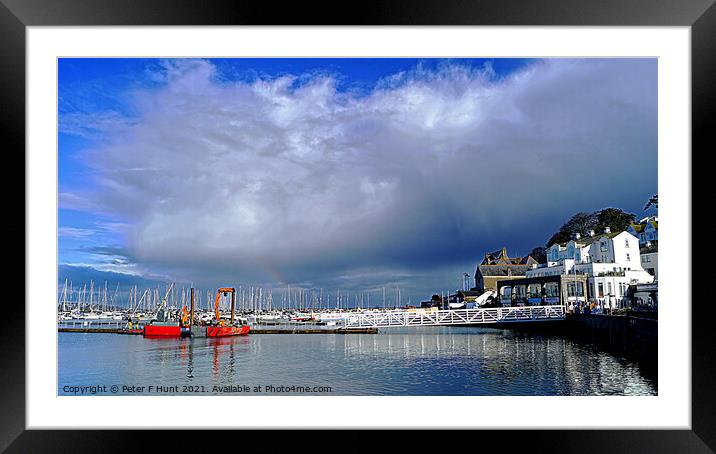 Dark Clouds Over The Marina Framed Mounted Print by Peter F Hunt