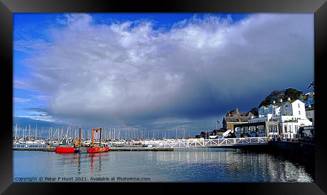 Dark Clouds Over The Marina Framed Print by Peter F Hunt
