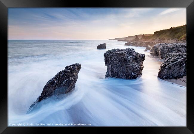 Great Mattiscombe Sands, near Start Point, South H Framed Print by Justin Foulkes