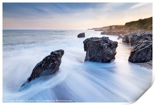 Great Mattiscombe Sands, near Start Point, South H Print by Justin Foulkes