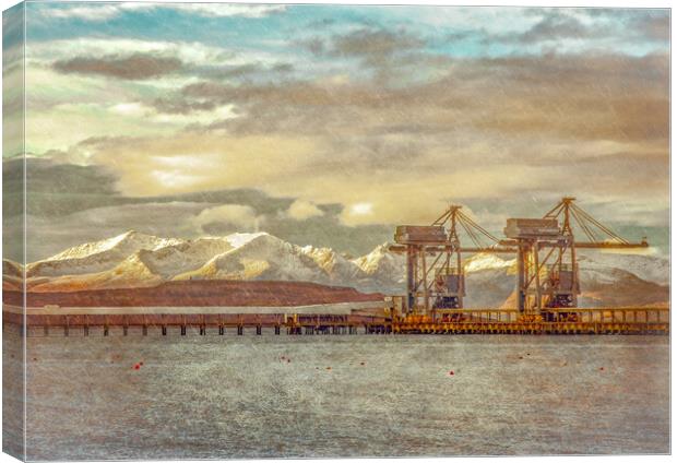 Clydeport Cranes At Hunterson On The Clyde Canvas Print by Tylie Duff Photo Art