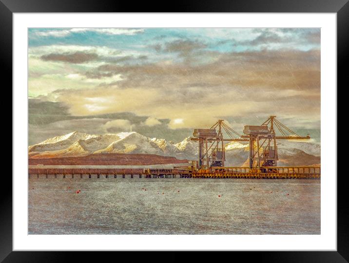 Clydeport Cranes At Hunterson On The Clyde Framed Mounted Print by Tylie Duff Photo Art
