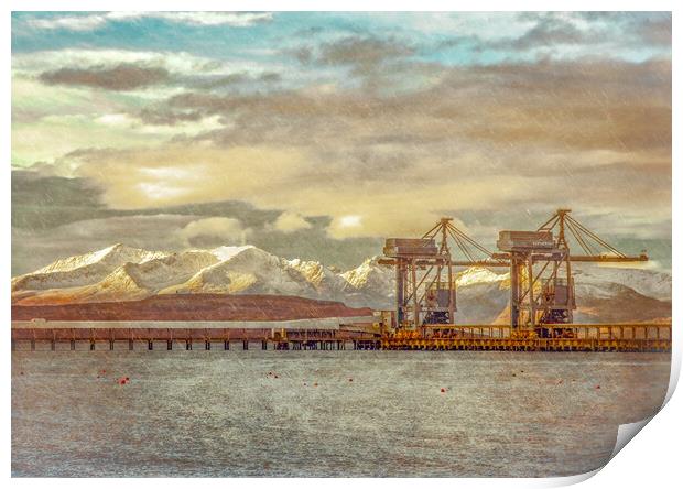 Clydeport Cranes At Hunterson On The Clyde Print by Tylie Duff Photo Art