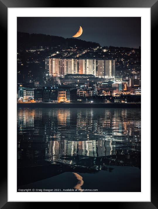 Dundee Moonset Framed Mounted Print by Craig Doogan