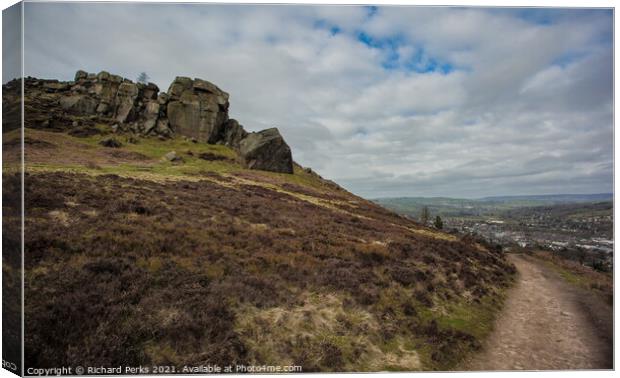 Springtime on the Cow and Calf, Ilkley Moor Canvas Print by Richard Perks