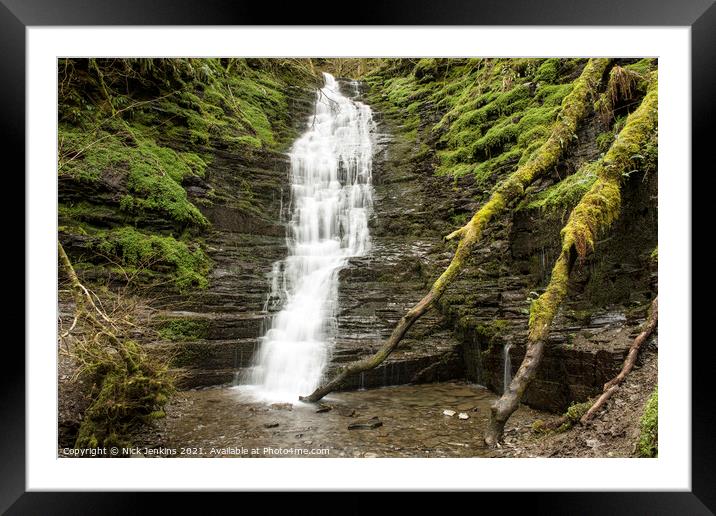 Water Break Its Neck Falls in Radnorshire Wales Framed Mounted Print by Nick Jenkins