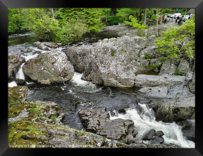 Betws-y-coed, Rhaeadr Ewynnol, Afon Llugwy, River Conwy Framed Print by Terry Senior