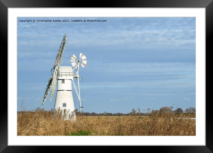 Thurne Mill Norfolk Broads Framed Mounted Print by Christopher Keeley