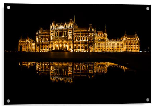 Hungarian Parliament at Night in Budapest Acrylic by Artur Bogacki