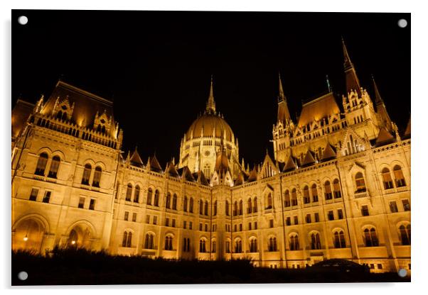 Hungarian Parliament Building at Night in Budapest Acrylic by Artur Bogacki