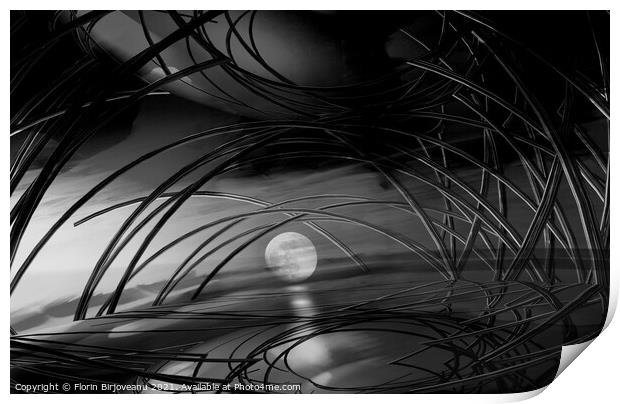 Full Moon Bw Print by Florin Birjoveanu