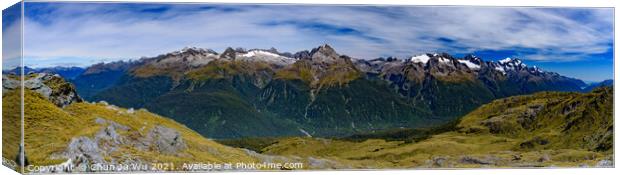 Panoramic view of mountains in South Island, New Zealand Canvas Print by Chun Ju Wu
