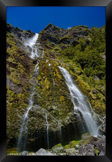 A waterfall in South Island, New Zealand Framed Print by Chun Ju Wu