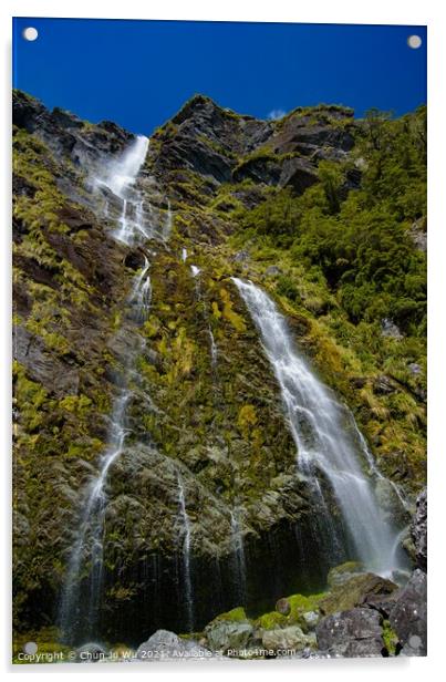 A waterfall in South Island, New Zealand Acrylic by Chun Ju Wu