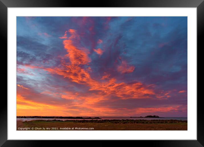 Clouds colored by sunset light in New Zealand Framed Mounted Print by Chun Ju Wu