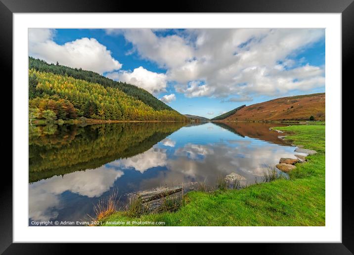 Llyn Geirionydd Autumn Reflections Framed Mounted Print by Adrian Evans