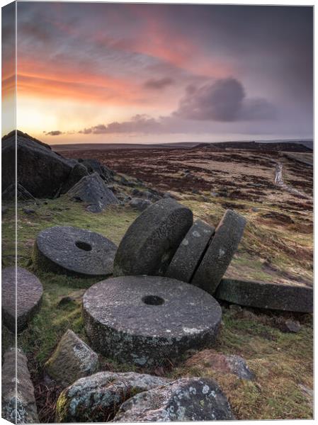 Stanage Edge Millstones #2 Canvas Print by Paul Andrews