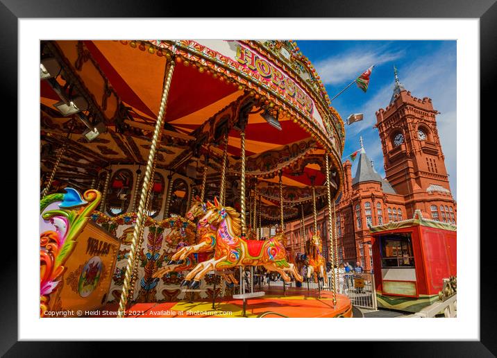 Pierhead Building and Carousel, Cardiff, south Wales Framed Mounted Print by Heidi Stewart