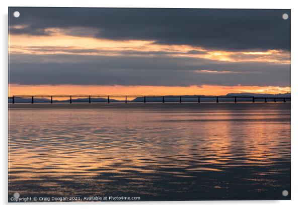 Tay Bridge Sunset - Dundee Acrylic by Craig Doogan