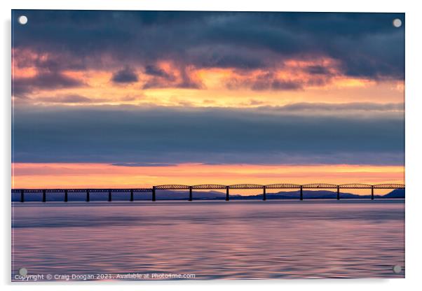 Tay Bridge Sunset - Dundee Acrylic by Craig Doogan