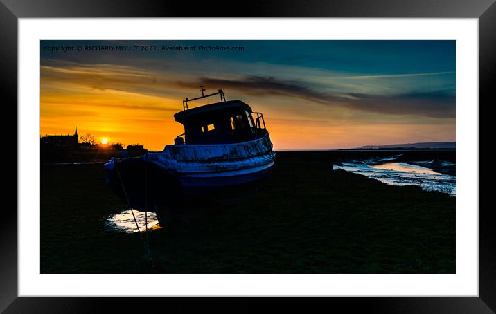 Gower Fishing Boat At Sunset Framed Mounted Print by RICHARD MOULT