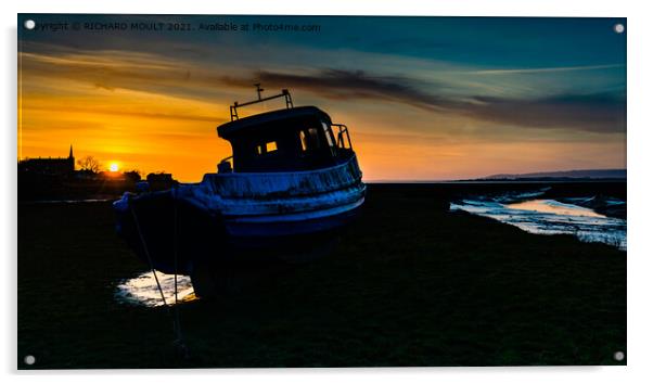 Gower Fishing Boat At Sunset Acrylic by RICHARD MOULT