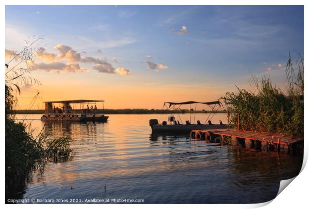 Chobe River Sunset Cruise Botswana Africa Print by Barbara Jones