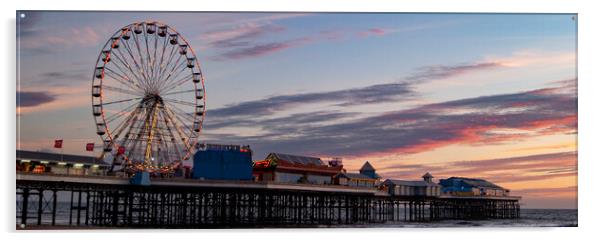 Blackpool Central Pier Panoramic Acrylic by Glen Allen