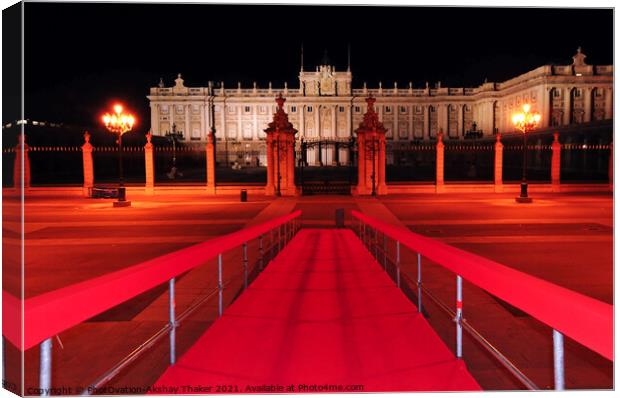 Royal palace of Madrid Rare midnight composition Canvas Print by PhotOvation-Akshay Thaker