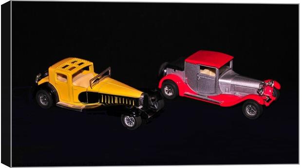 Two vintage red and yellow cars models  Canvas Print by PhotOvation-Akshay Thaker