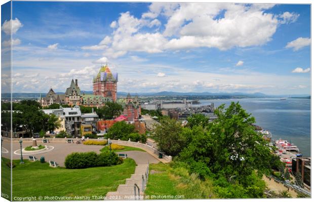 A view of the Landmark hotel in Québec city Canada Canvas Print by PhotOvation-Akshay Thaker