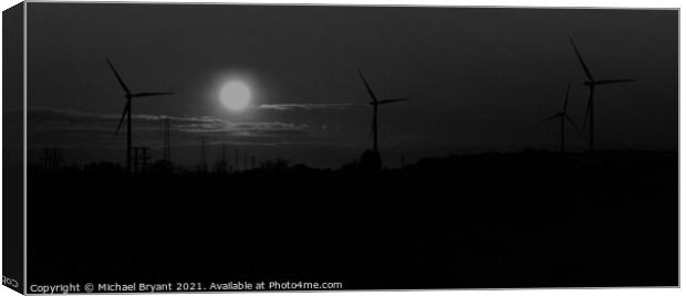 Sunset over windfarm Canvas Print by Michael bryant Tiptopimage