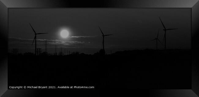 Sunset over windfarm Framed Print by Michael bryant Tiptopimage
