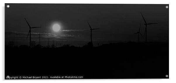 Sunset over windfarm Acrylic by Michael bryant Tiptopimage