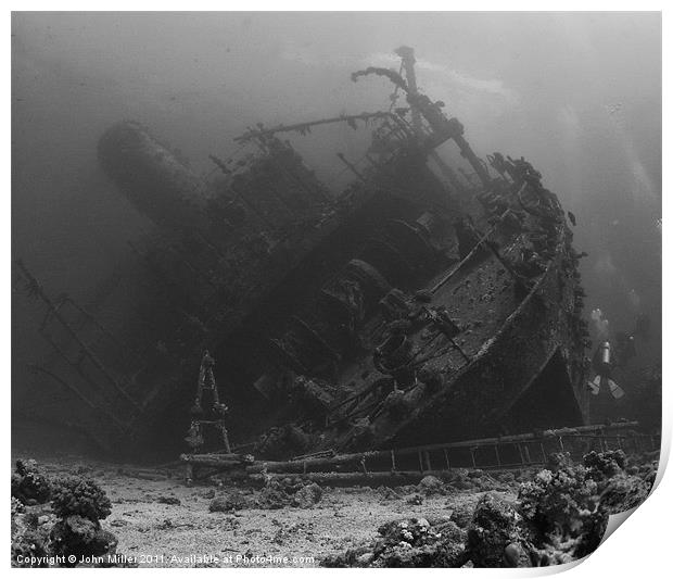 Ghiannis.D Wreck & Divers,Egypt. Print by John Miller