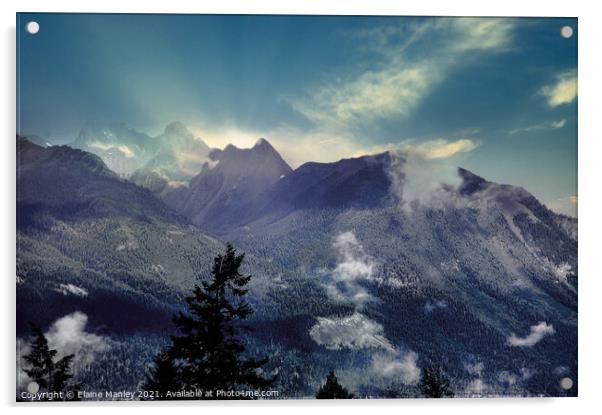 Misty Rocky Mountains  Acrylic by Elaine Manley