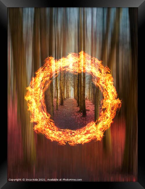 Woodland Fire Portal Framed Print by Inca Kala
