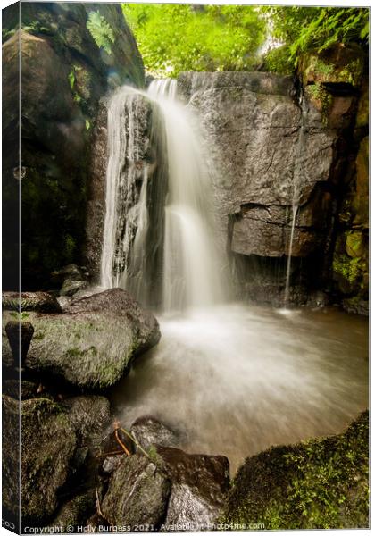 Derbyshire's Hidden Gem: Enchanting Waterfalls Canvas Print by Holly Burgess