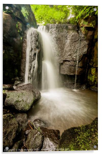 Derbyshire's Hidden Gem: Enchanting Waterfalls Acrylic by Holly Burgess