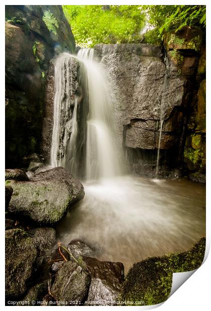Derbyshire's Hidden Gem: Enchanting Waterfalls Print by Holly Burgess