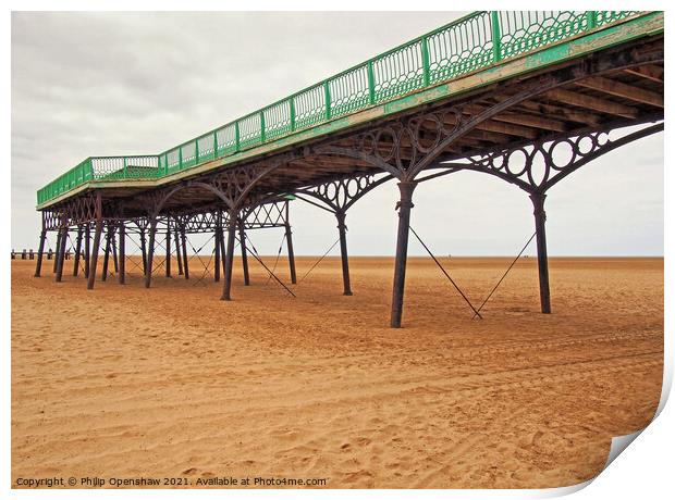 Historic victorian pier at saint annes on sea in Blackpool Print by Philip Openshaw