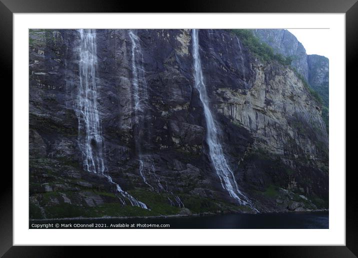 Norway Fjord waterfall Framed Mounted Print by Mark ODonnell