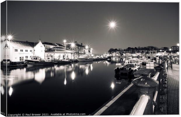 Weymouth Harbour in Black and White Canvas Print by Paul Brewer
