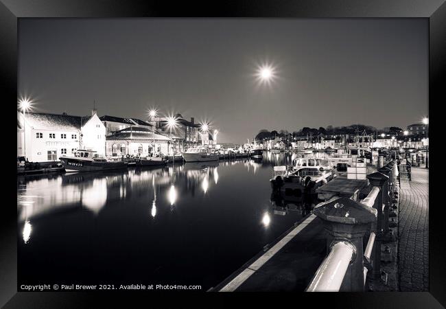 Weymouth Harbour in Black and White Framed Print by Paul Brewer