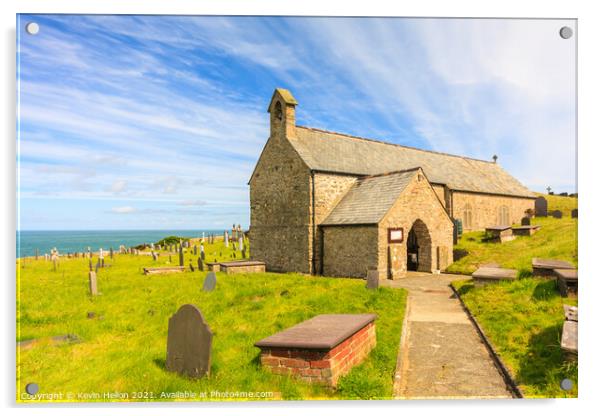 Llanbadrig Church,  Acrylic by Kevin Hellon